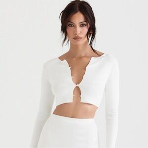 House of CB Eloise Ivory Buttoned Crop Top Size Small